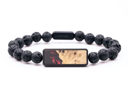 Lava Bead Wood+Resin Bracelet - Camden (Red, 686254) For Discount