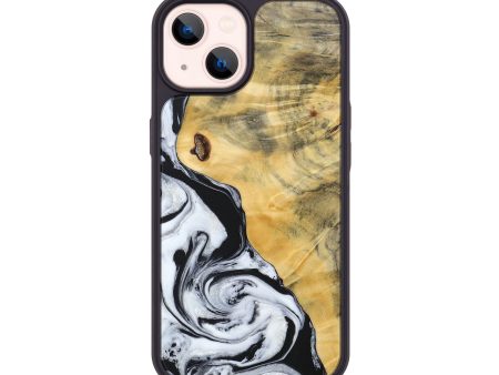 iPhone 14 Wood+Resin Phone Case - Alejandra (Black & White, 687232) Supply