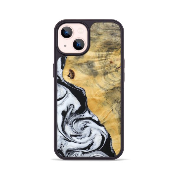 iPhone 14 Wood+Resin Phone Case - Alejandra (Black & White, 687232) Supply