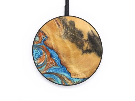 Circle Wood+Resin Wireless Charger - Alta (Teal & Gold, 683095) Fashion