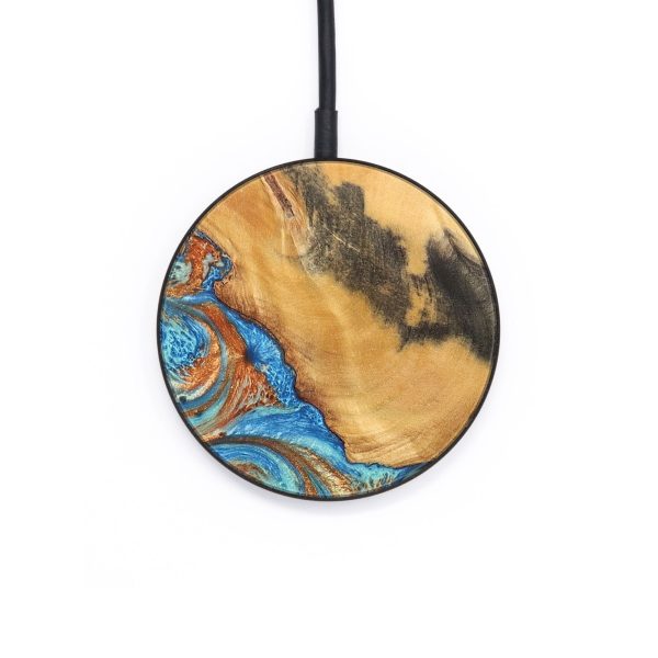 Circle Wood+Resin Wireless Charger - Alta (Teal & Gold, 683095) Fashion