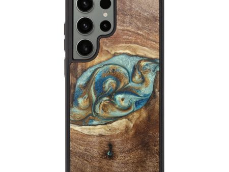 Galaxy S23 Ultra Wood+Resin Phone Case - Journey (Teal & Gold, 685439) Fashion