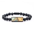 Lava Bead Wood+Resin Bracelet - Jaqueline (Teal & Gold, 684763) Supply