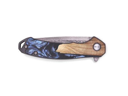 EDC Wood+Resin Pocket Knife - Sidney (Blue, 684609) Online