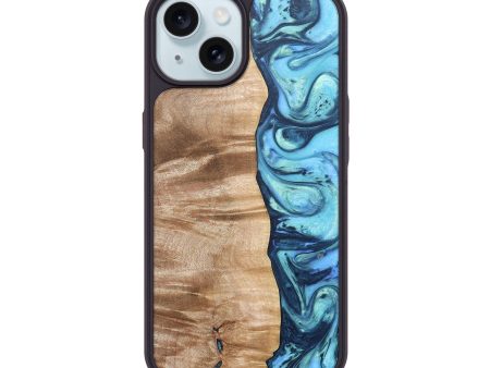 iPhone 15 Wood+Resin Phone Case - Alayah (Blue, 684047) on Sale