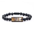 Lava Bead Wood+Resin Bracelet - Hallie (Black & White, 683703) For Discount