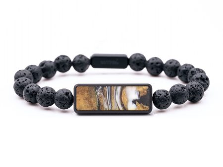 Lava Bead Wood+Resin Bracelet - Hallie (Black & White, 683703) For Discount