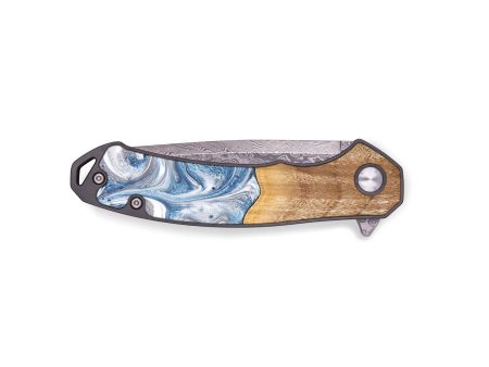 EDC Wood+Resin Pocket Knife - Yasmin (Blue, 683143) For Sale