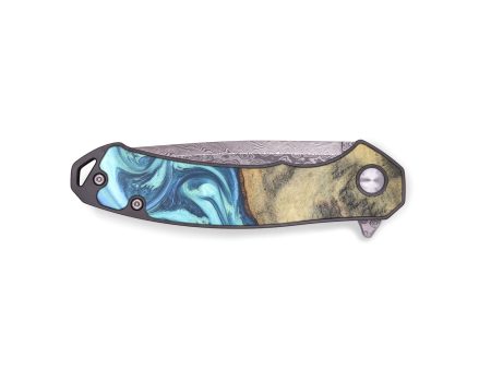 EDC Wood+Resin Pocket Knife - Waylon (Blue, 684607) Hot on Sale