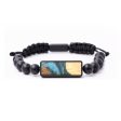 Onyx Bead Wood+Resin Bracelet - Oscar (Teal & Gold, 683457) For Cheap