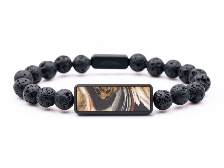 Lava Bead Wood+Resin Bracelet - Sonia (Black & White, 684855) Online