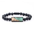 Lava Bead Wood+Resin Bracelet - Donovan (Green, 683711) Supply