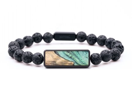 Lava Bead Wood+Resin Bracelet - Donovan (Green, 683711) Supply