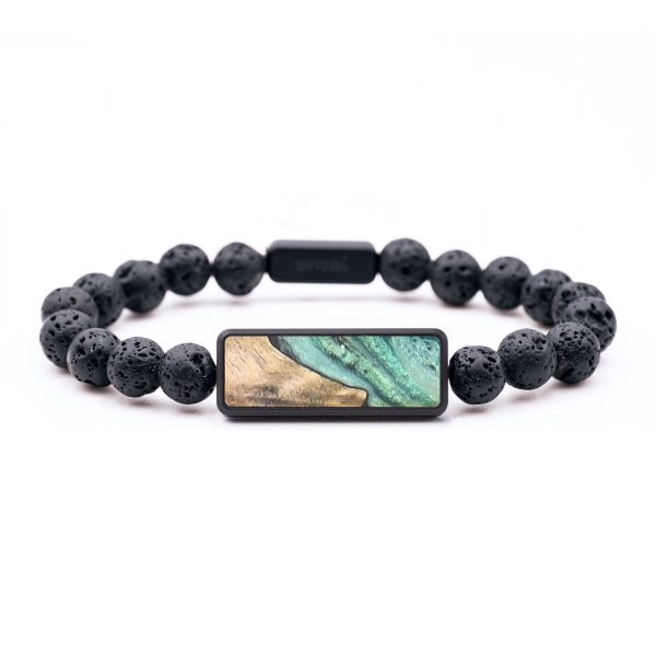 Lava Bead Wood+Resin Bracelet - Donovan (Green, 683711) Supply