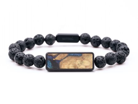 Lava Bead Wood+Resin Bracelet - Ora (Blue, 683409) Online Sale