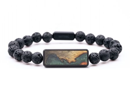 Lava Bead Wood+Resin Bracelet - Nia (Green, 684838) For Sale