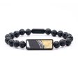 Lava Bead Wood+Resin Bracelet - Celeste (Black & White, 683696) Supply