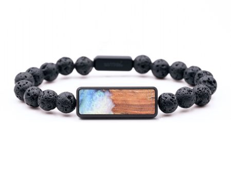 Lava Bead Wood+Resin Bracelet - Chad (Blue, 683680) For Cheap