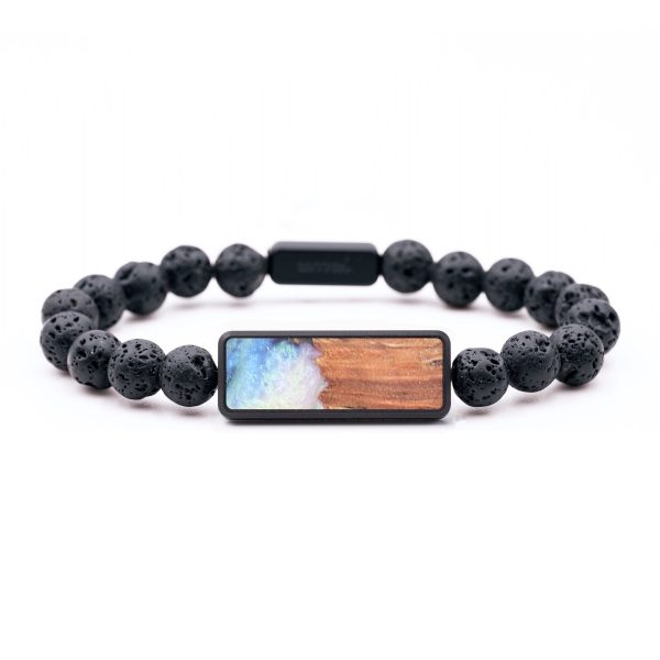 Lava Bead Wood+Resin Bracelet - Chad (Blue, 683680) For Cheap