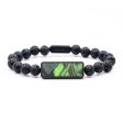 Lava Bead Wood+Resin Bracelet - Erin (Green, 683400) For Sale