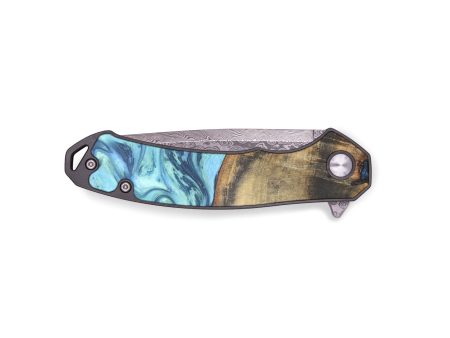 EDC Wood+Resin Pocket Knife - Ada (Blue, 684608) For Sale