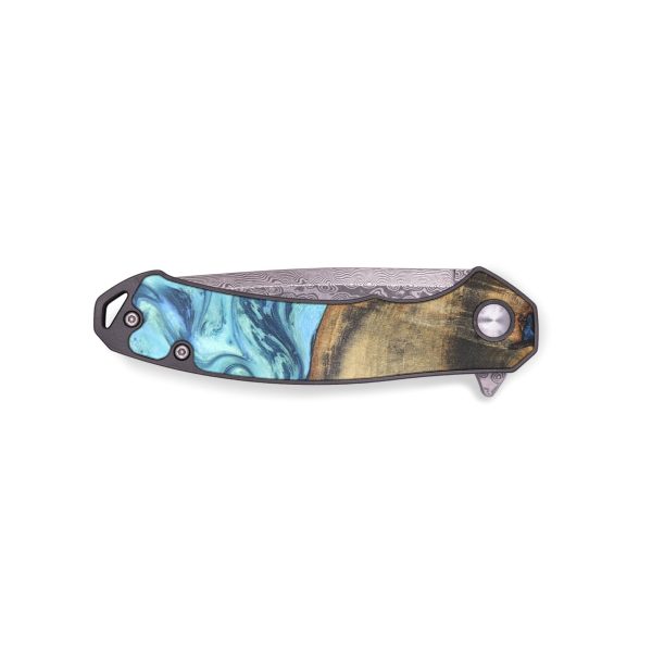 EDC Wood+Resin Pocket Knife - Ada (Blue, 684608) For Sale