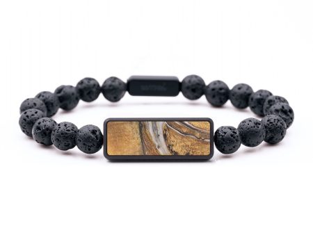 Lava Bead Wood+Resin Bracelet - Braylon (Black & White, 683704) For Cheap