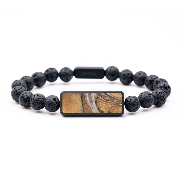 Lava Bead Wood+Resin Bracelet - Braylon (Black & White, 683704) For Cheap