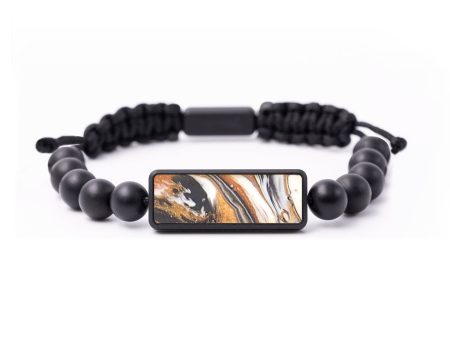 Onyx Bead Wood+Resin Bracelet - Johnny (Black & White, 684853) Sale