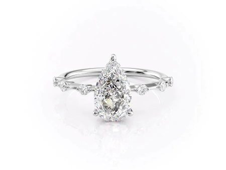 The Hidden Halo Penelope Set With A 5 Carat Pear Moissanite For Sale