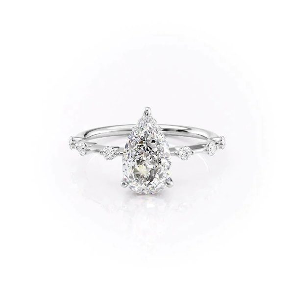 The Hidden Halo Penelope Set With A 5 Carat Pear Moissanite For Sale