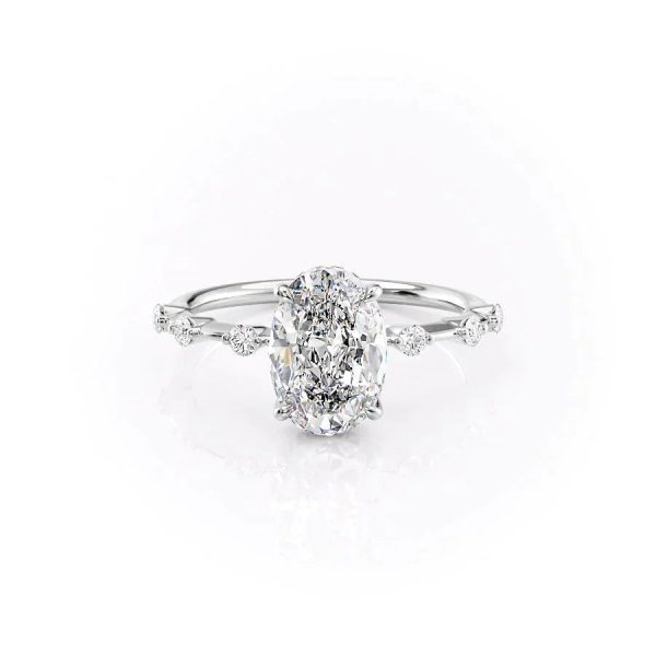 The Hidden Halo Penelope Set With A 2 Carat Oval Moissanite Online Sale