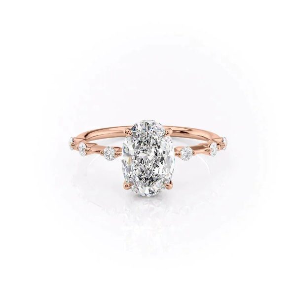 The Hidden Halo Penelope Set With A 1 Carat Oval Moissanite on Sale