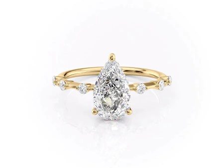 The Hidden Halo Penelope Set With A 1 Carat Pear Moissanite Online Hot Sale