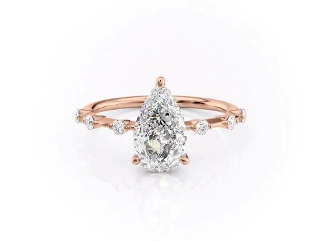 The Hidden Halo Penelope Set With A 3 Carat Pear Moissanite Online Sale