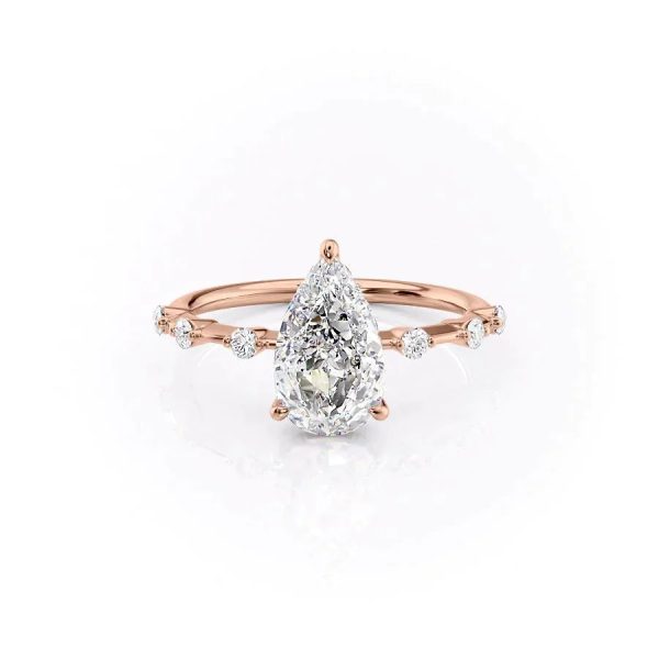 The Hidden Halo Penelope Set With A 3 Carat Pear Moissanite Online Sale